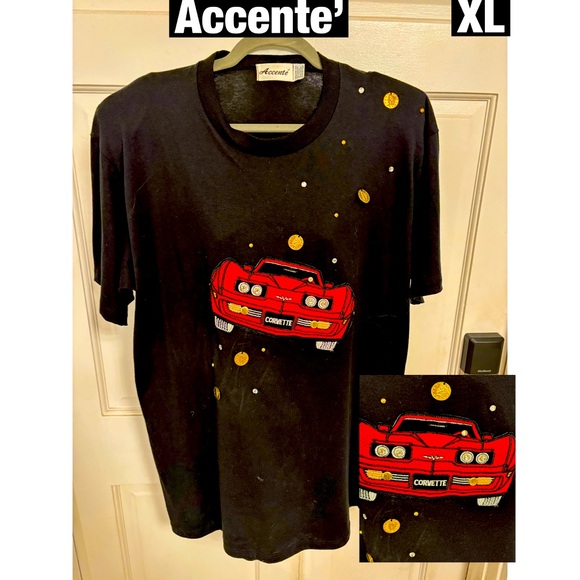 corvette Tops - Accente’ Black Large Embroidered Corvette. Rhinestones, studs and hanging coins.